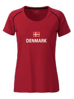 T-shirt med DK print, rød - James & Nicholson