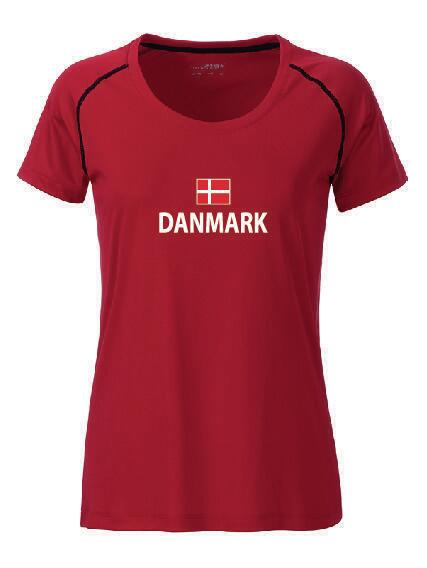 T-shirt med DK print, rød - James & Nicholson