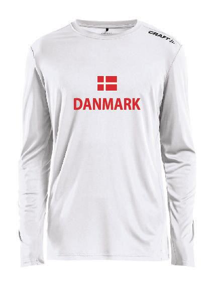 T-shirt Lange ærmer. Craft Rush med DK print, Hvid