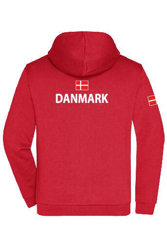 Danmarks Hoodie med Zip Rød