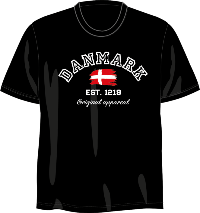 Super lækker T-shirt med Danmarks Tryk i 3 farver