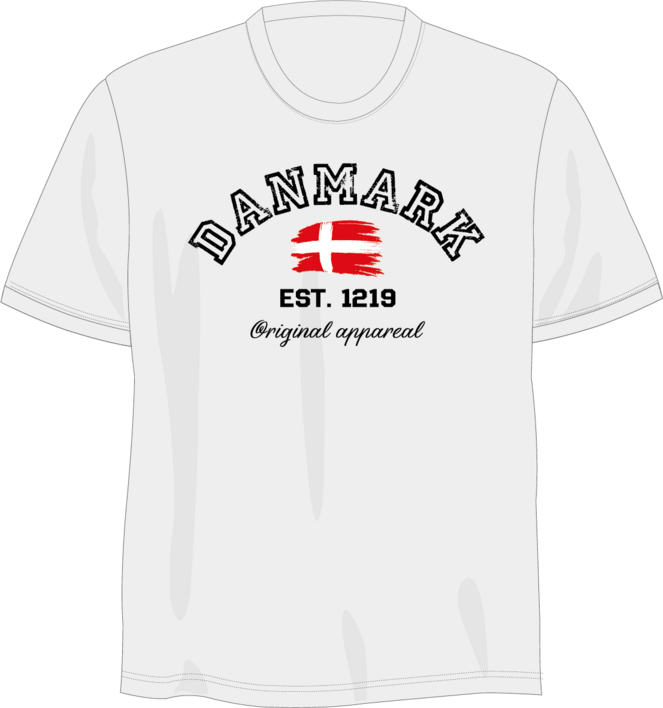 Super lækker T-shirt med Danmarks Tryk i 3 farver