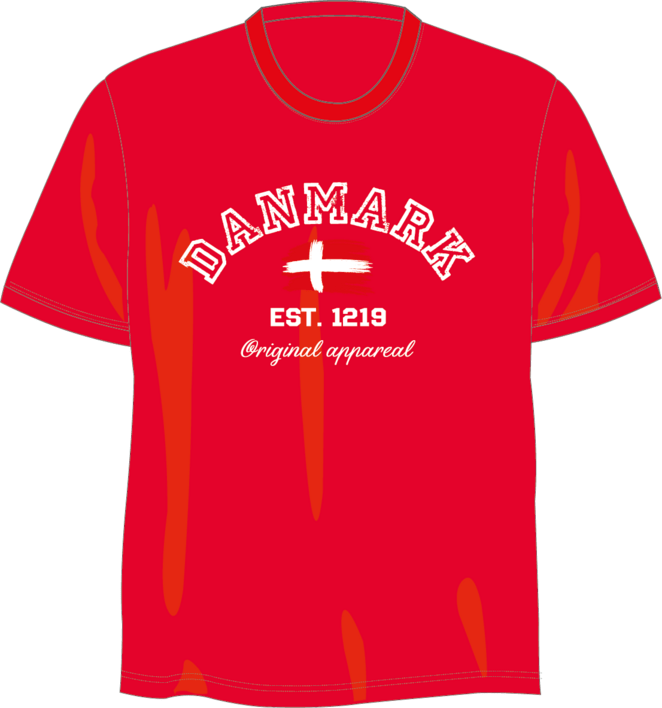 Super lækker T-shirt med Danmarks Tryk i 3 farver